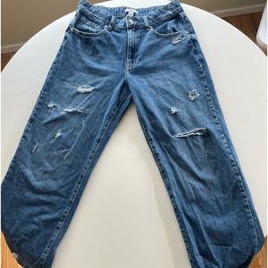 Forever 21 Navy Blue High Waisted Baggy Jeans